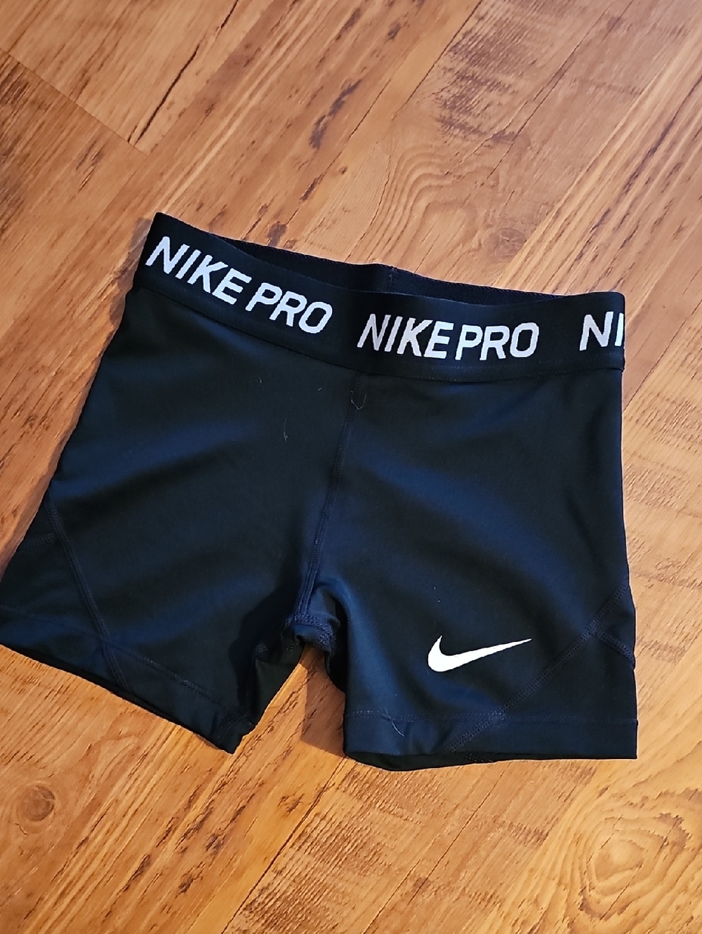 Nike Black Compression Shorts with White Logo. Girls Size Small